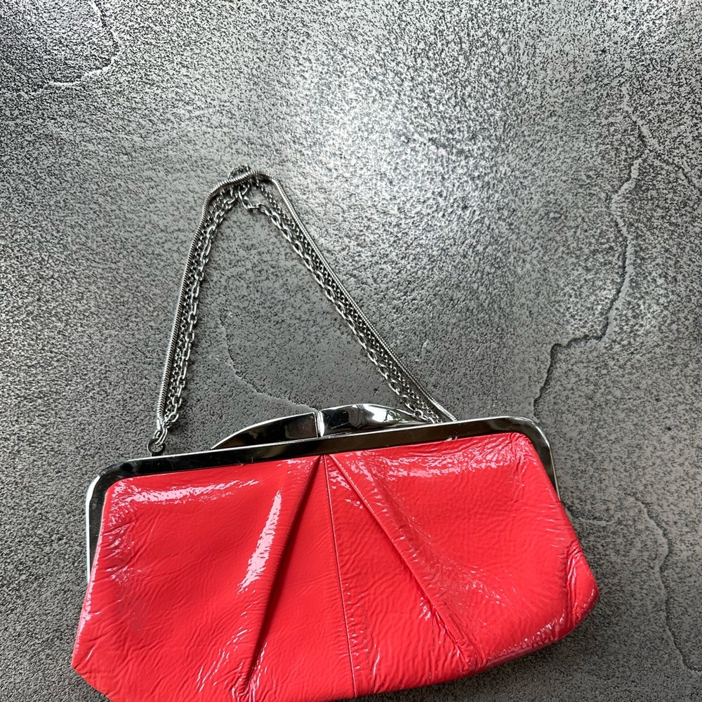 Hobo coral leather clutch with chain strap
